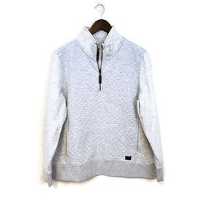 LL Bean Womens Light Gray Heather Quilted Pullover Sweatshirt Size XL Petite